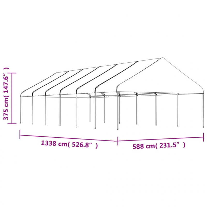 Namiot ogrodowy z dachem, biały, 13,38x5,88x3,75 m, polietylen