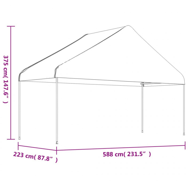 Namiot ogrodowy z dachem, biały, 15,61x5,88x3,75 m, polietylen
