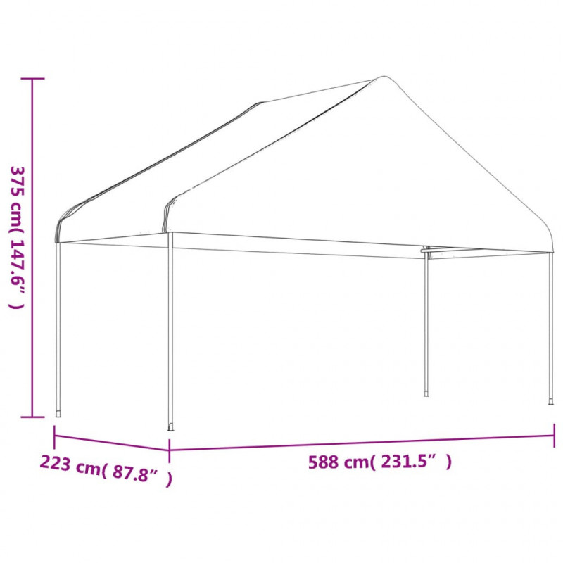 Namiot ogrodowy z dachem, biały, 17,84x5,88x3,75 m, polietylen