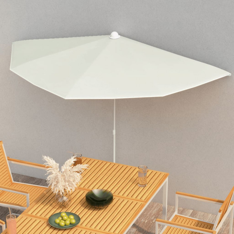 Półokrągły parasol ogrodowy na słupku, 180x90 cm, piaskowy