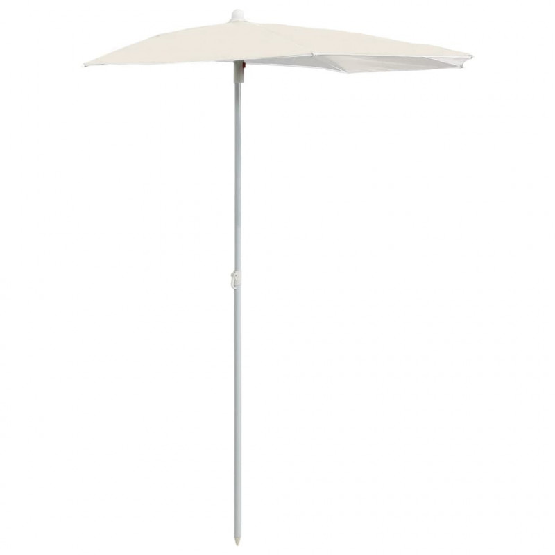 Półokrągły parasol ogrodowy na słupku, 180x90 cm, piaskowy