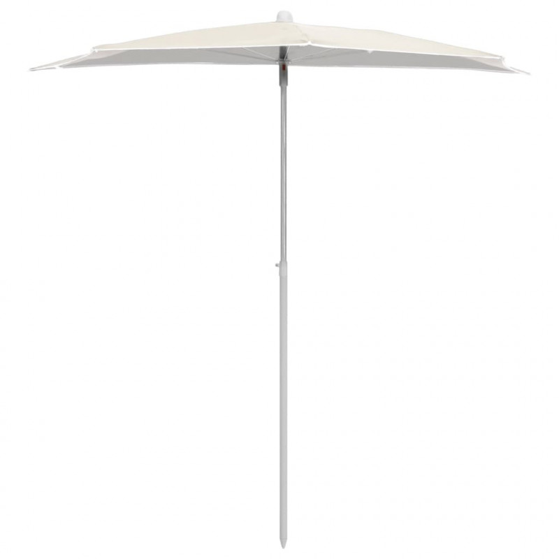 Półokrągły parasol ogrodowy na słupku, 180x90 cm, piaskowy