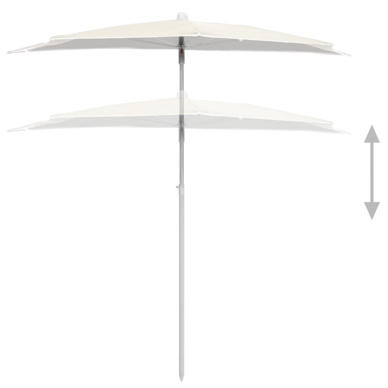 Półokrągły parasol ogrodowy na słupku, 180x90 cm, piaskowy