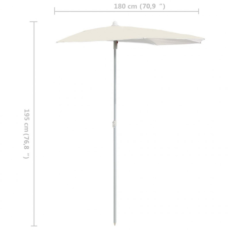 Półokrągły parasol ogrodowy na słupku, 180x90 cm, piaskowy