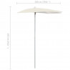 Półokrągły parasol ogrodowy na słupku, 180x90 cm, piaskowy