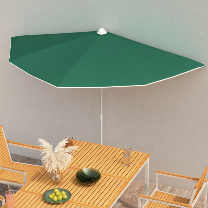Półokrągły parasol ogrodowy na słupku, 180x90 cm, zielony