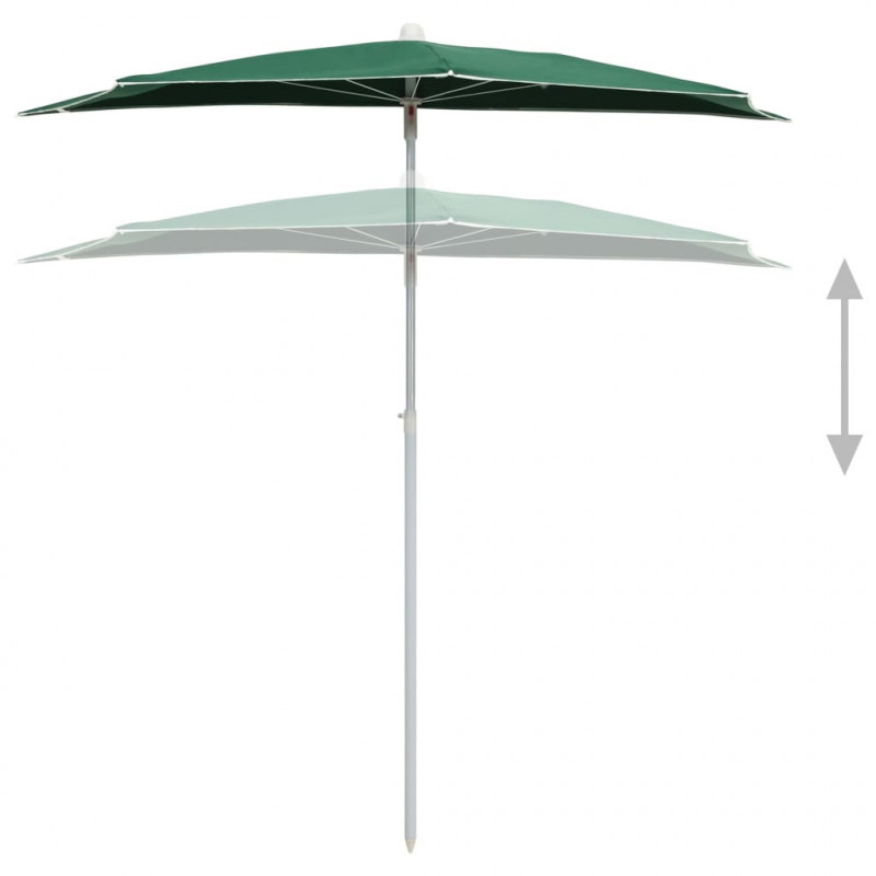 Półokrągły parasol ogrodowy na słupku, 180x90 cm, zielony