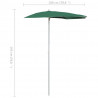 Półokrągły parasol ogrodowy na słupku, 180x90 cm, zielony