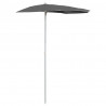 Półokrągły parasol ogrodowy na słupku, 180x90 cm, antracytowy