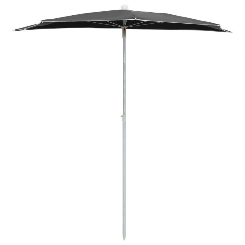 Półokrągły parasol ogrodowy na słupku, 180x90 cm, antracytowy