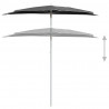 Półokrągły parasol ogrodowy na słupku, 180x90 cm, antracytowy