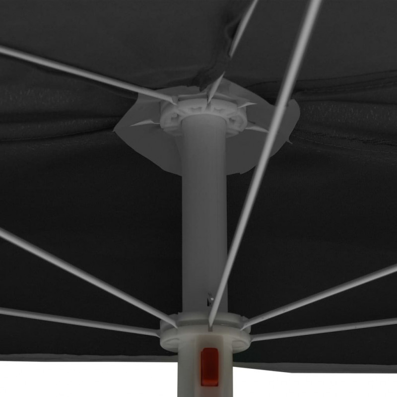 Półokrągły parasol ogrodowy na słupku, 180x90 cm, antracytowy
