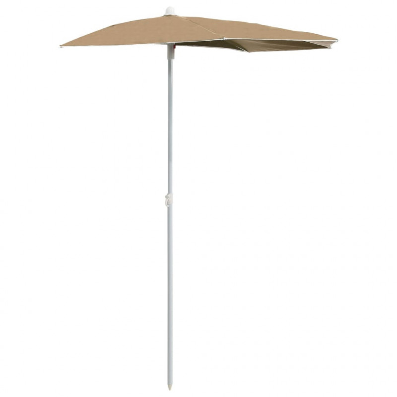 Półokrągły parasol ogrodowy na słupku, 180x90 cm, kolor taupe