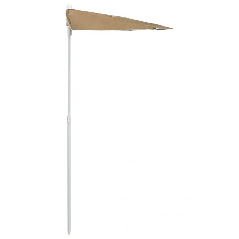 Półokrągły parasol ogrodowy na słupku, 180x90 cm, kolor taupe