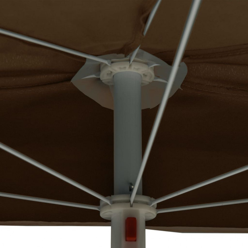 Półokrągły parasol ogrodowy na słupku, 180x90 cm, kolor taupe