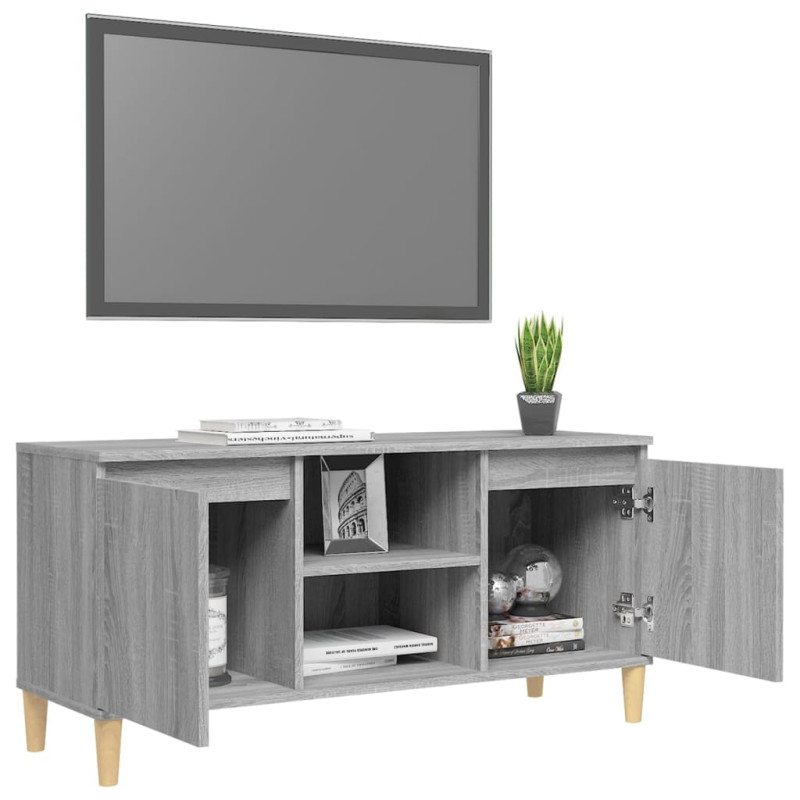 Szafka TV, drewniane nogi, szary dąb sonoma, 103,5x35x50 cm