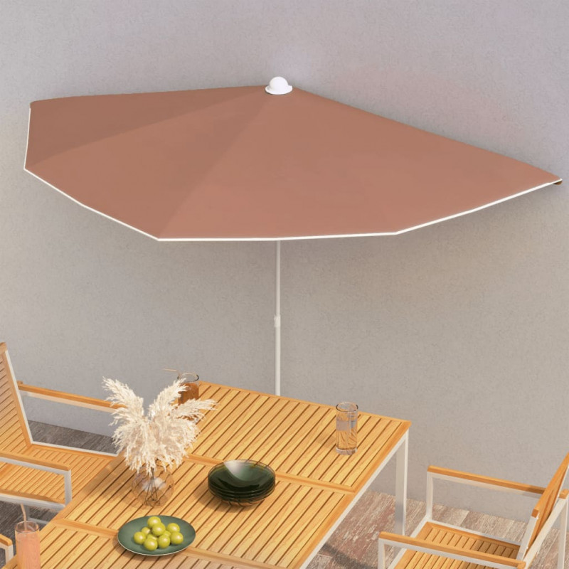 Półokrągły parasol ogrodowy na słupku, 180x90 cm, terakota