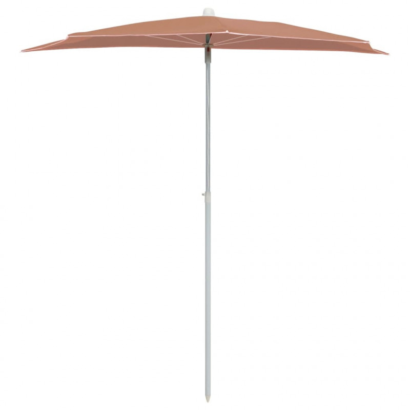 Półokrągły parasol ogrodowy na słupku, 180x90 cm, terakota