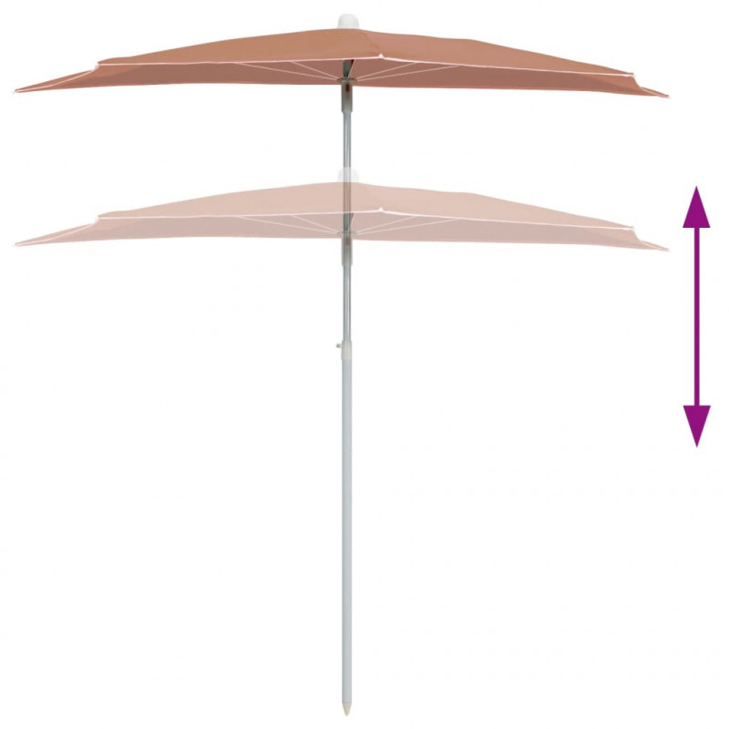 Półokrągły parasol ogrodowy na słupku, 180x90 cm, terakota
