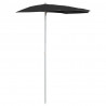 Półokrągły parasol ogrodowy na słupku, 180x90 cm, czarny