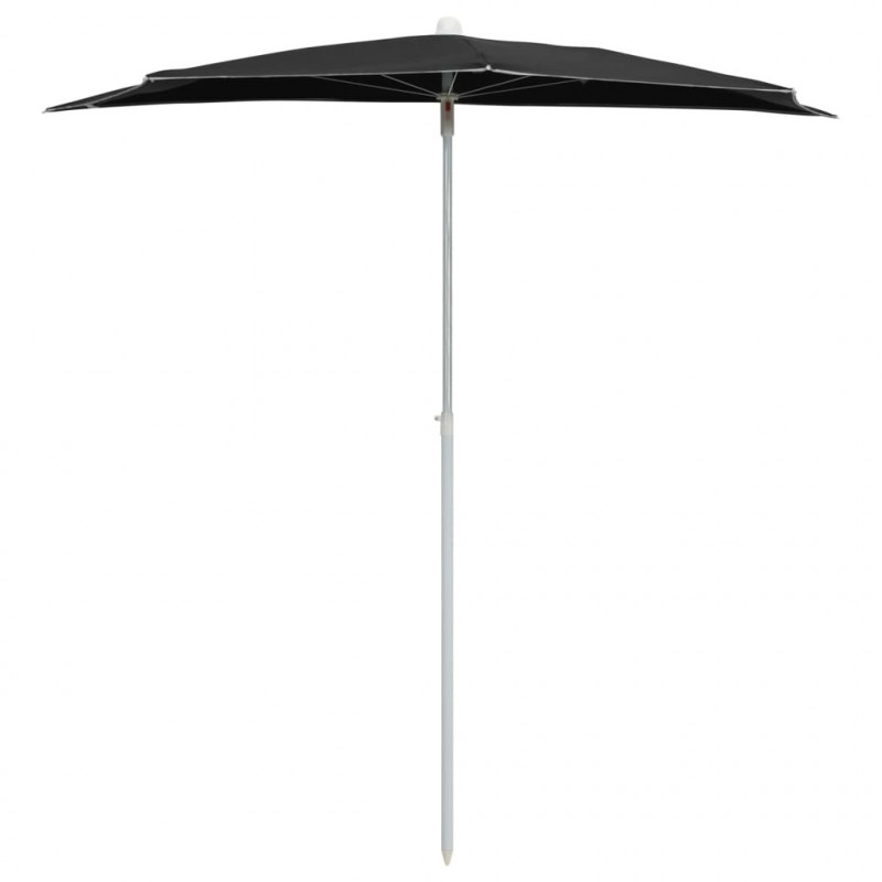 Półokrągły parasol ogrodowy na słupku, 180x90 cm, czarny