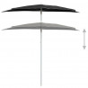 Półokrągły parasol ogrodowy na słupku, 180x90 cm, czarny