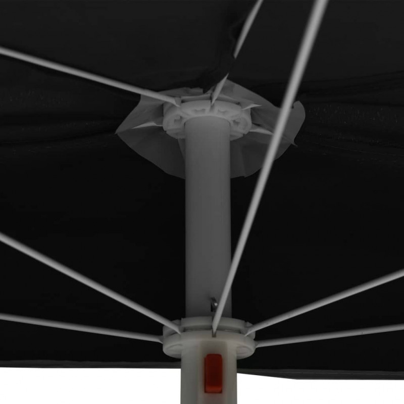Półokrągły parasol ogrodowy na słupku, 180x90 cm, czarny