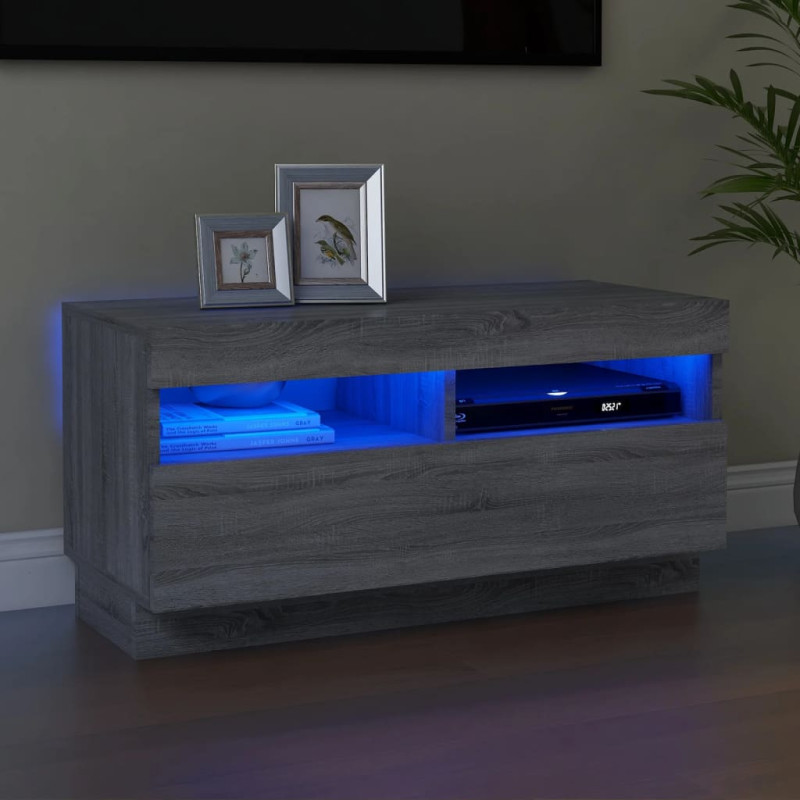 Szafka pod TV z oświetleniem LED, szary dąb sonoma, 80x35x40 cm