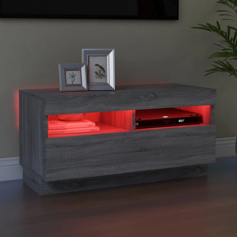 Szafka pod TV z oświetleniem LED, szary dąb sonoma, 80x35x40 cm