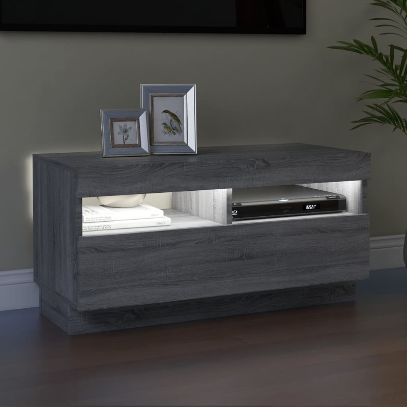 Szafka pod TV z oświetleniem LED, szary dąb sonoma, 80x35x40 cm
