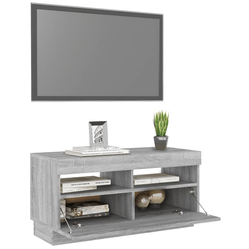 Szafka pod TV z oświetleniem LED, szary dąb sonoma, 80x35x40 cm