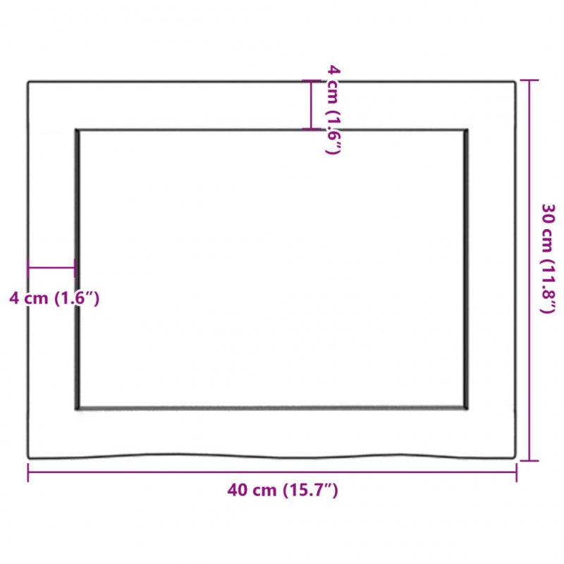 Blat do łazienki, 40x30x(2-4) cm, surowe, lite drewno