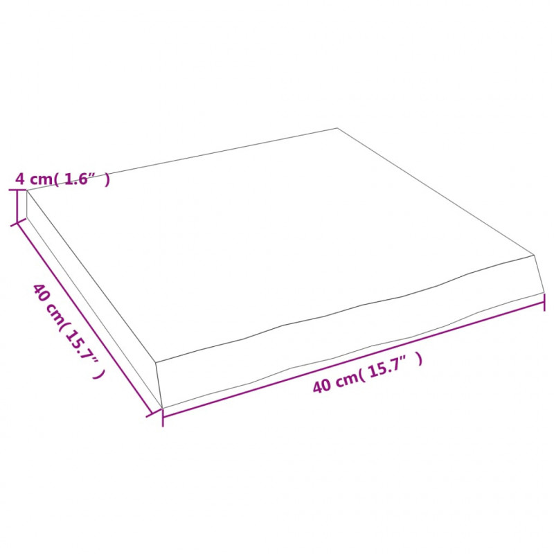 Blat do łazienki, 40x40x(2-4) cm, surowe, lite drewno