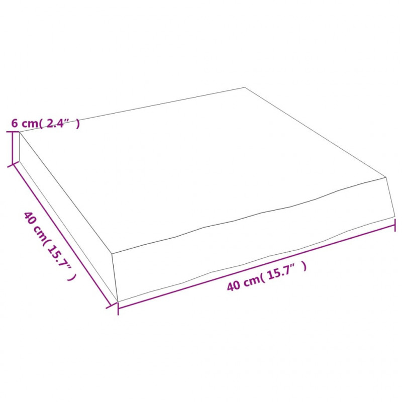 Blat do łazienki, 40x40x(2-6) cm, surowe, lite drewno