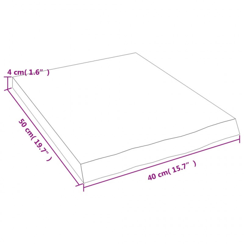 Blat do łazienki, 40x50x(2-4) cm, surowe, lite drewno