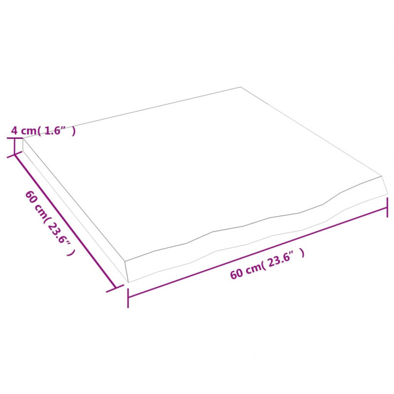 Blat do łazienki, 60x60x(2-4) cm, surowe, lite drewno