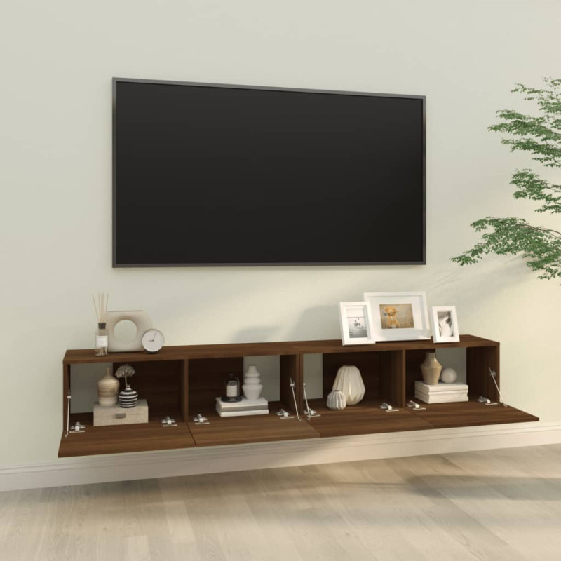 Szafki ścienne TV, 2 szt., brązowy dąb, 100x30x30 cm