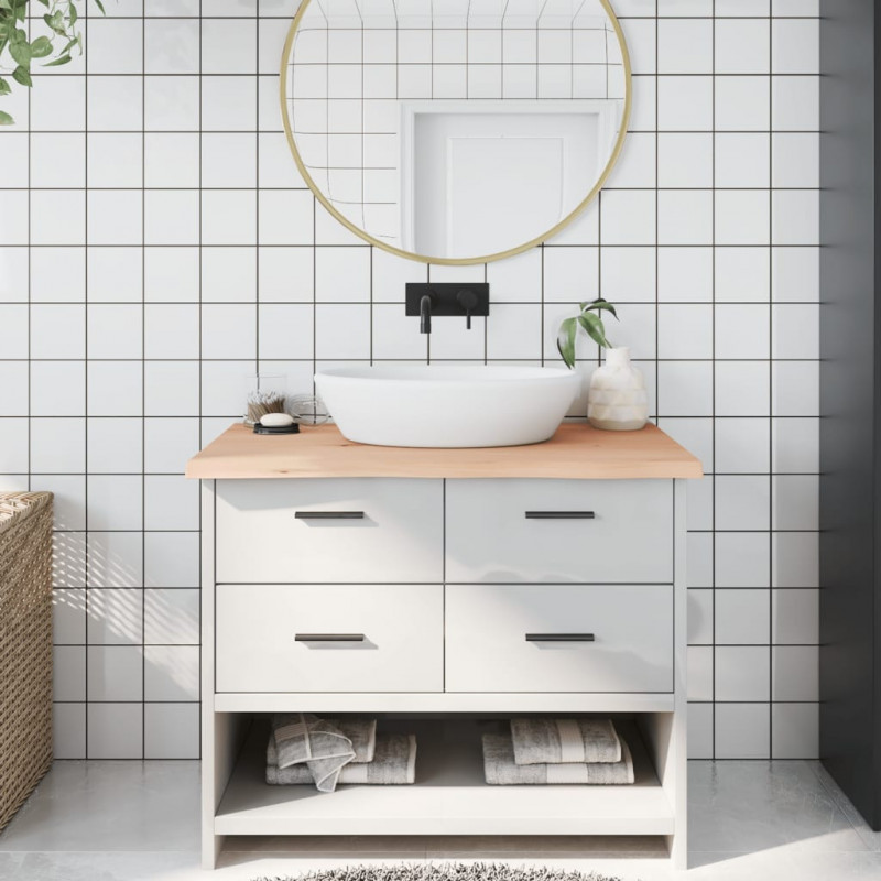 Blat do łazienki, 100x60x(2-4) cm, surowe, lite drewno