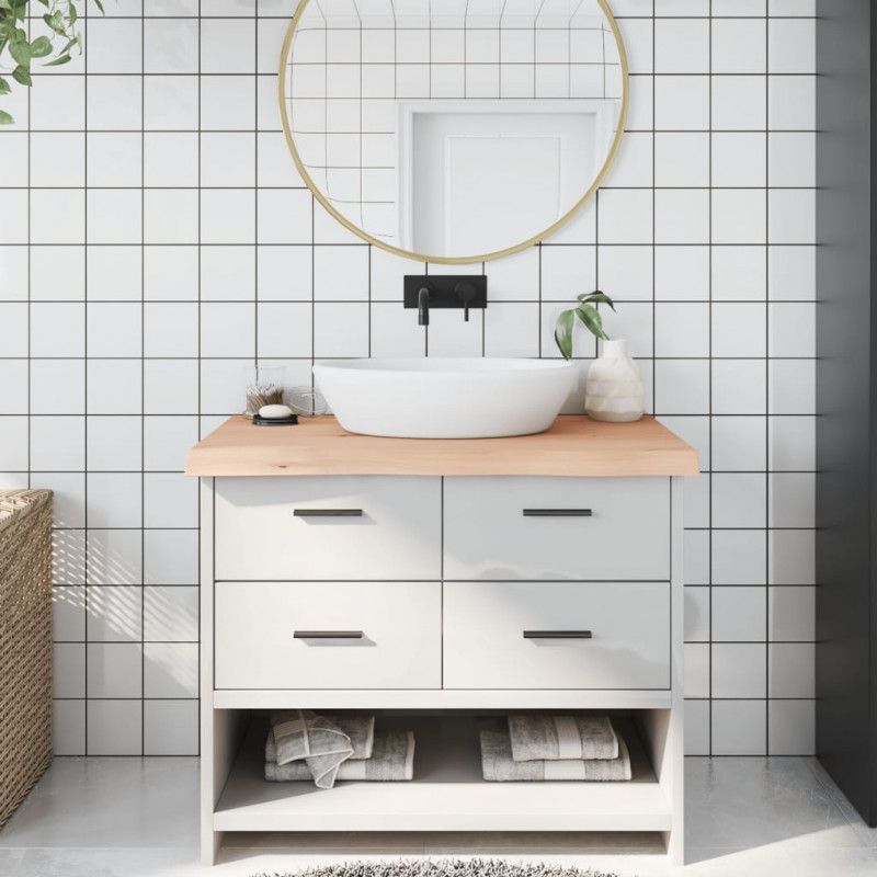 Blat do łazienki, 100x60x(2-6) cm, surowe, lite drewno