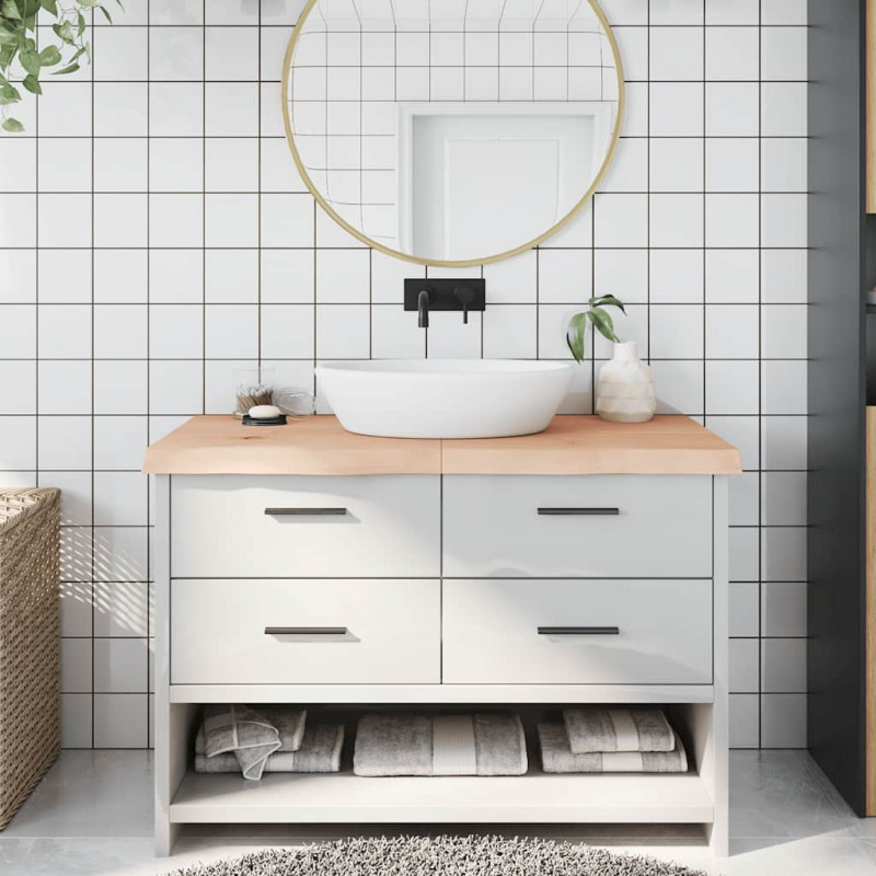 Blat do łazienki, 120x60x(2-6) cm, surowe, lite drewno