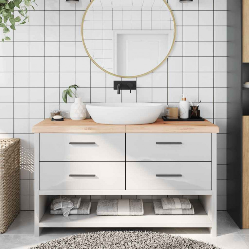 Blat do łazienki, 140x60x(2-6) cm, surowe, lite drewno