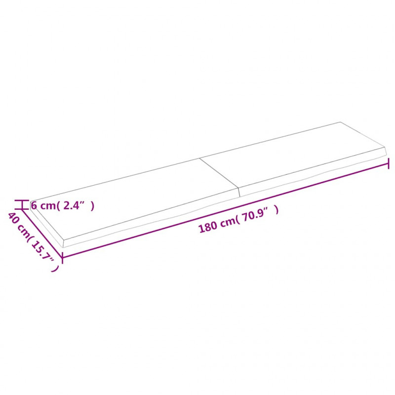 Blat do łazienki, 180x40x(2-6) cm, surowe, lite drewno