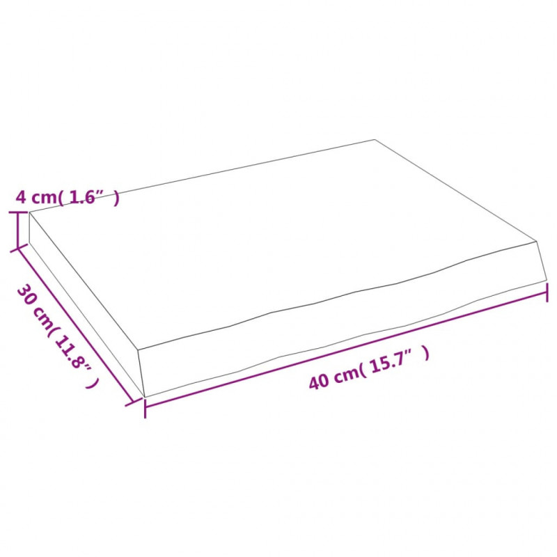 Blat do łazienki, jasnobrązowy, 40x30x(2-4) cm, lite drewno