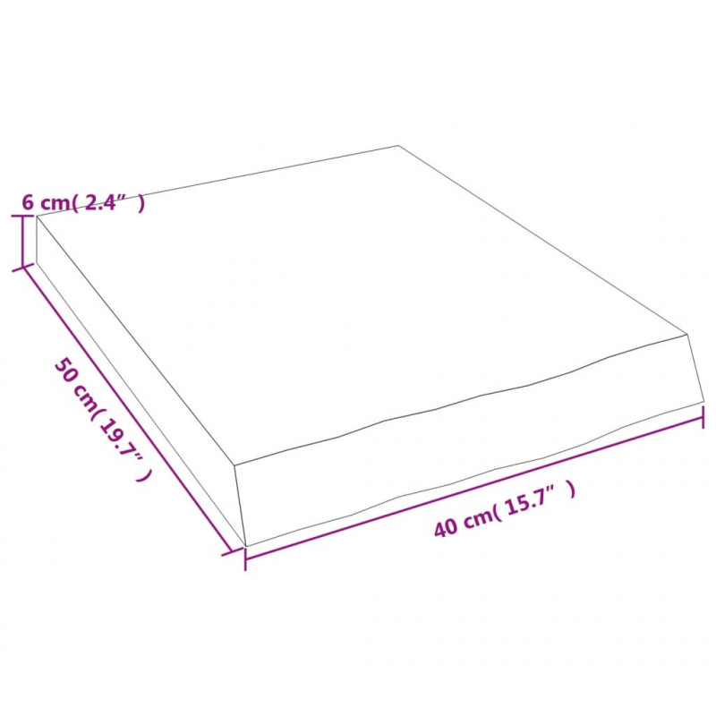 Blat do łazienki, jasnobrązowy, 40x50x(2-6) cm, lite drewno