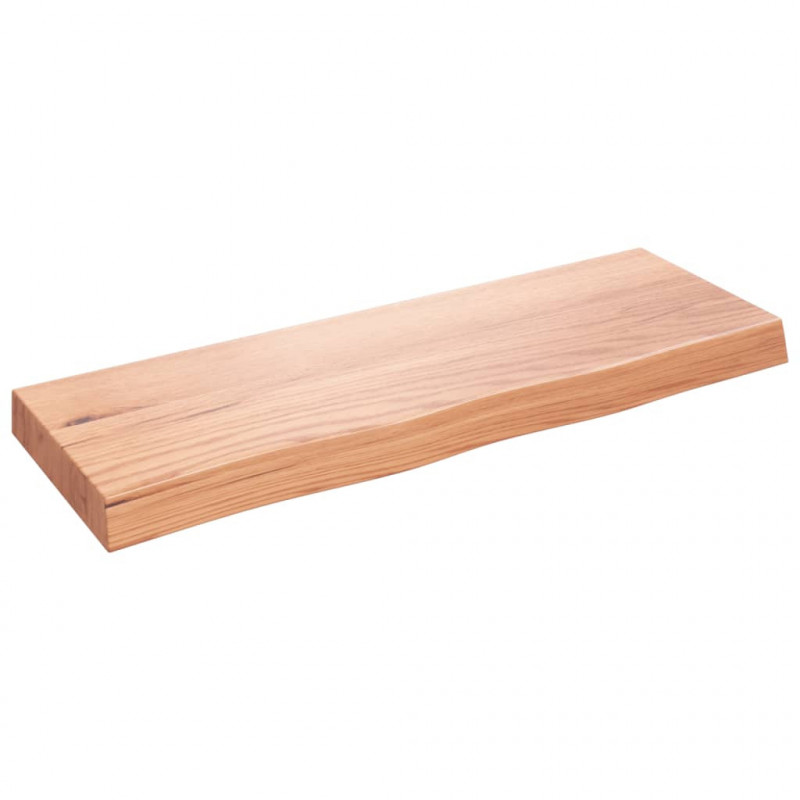 Blat do łazienki, jasnobrązowy, 80x30x(2-6) cm, lite drewno