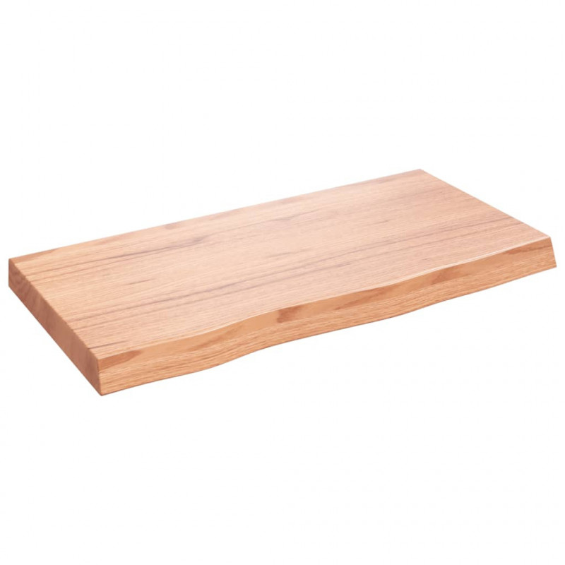 Blat do łazienki, jasnobrązowy, 80x40x(2-6) cm, lite drewno