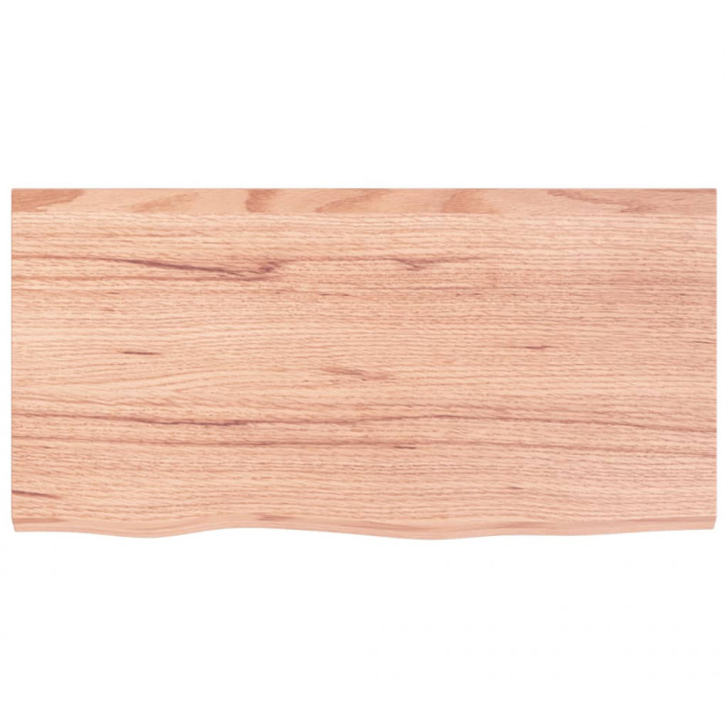 Blat do łazienki, jasnobrązowy, 80x40x(2-6) cm, lite drewno