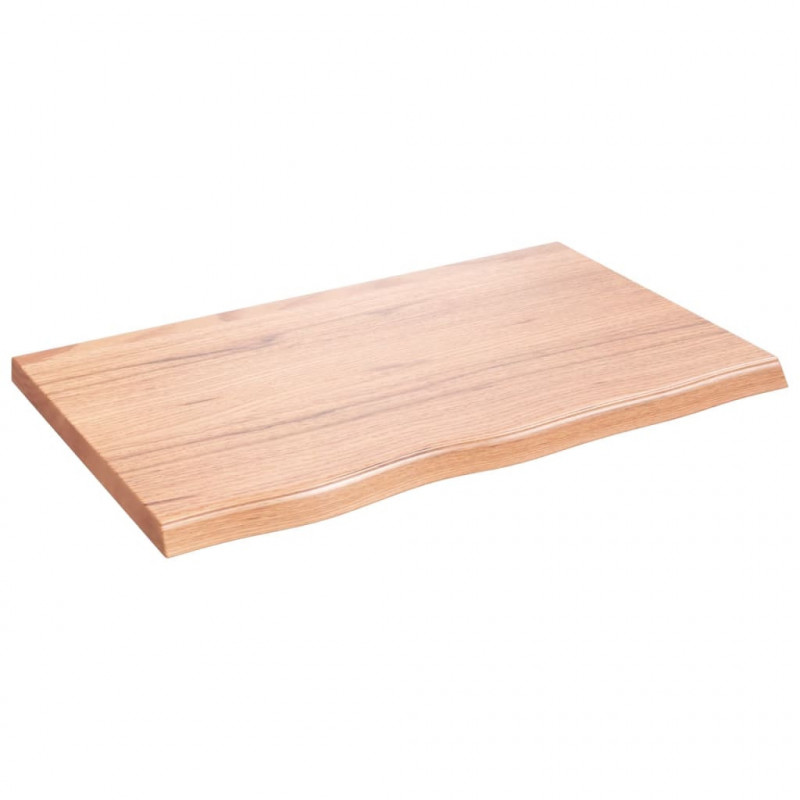 Blat do łazienki, jasnobrązowy, 80x50x(2-4) cm, lite drewno