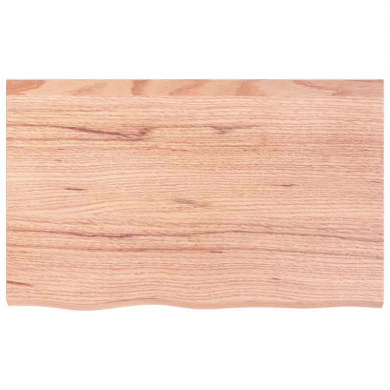 Blat do łazienki, jasnobrązowy, 80x50x(2-6) cm, lite drewno