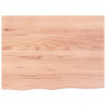 Blat do łazienki, jasnobrązowy, 80x60x(2-6) cm, lite drewno